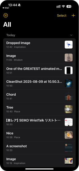 Clip iOS app showing simple capture interface